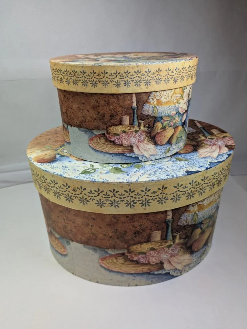 Vintage Bobs Boxes Lang Anna Krajewski Nesting Storage Oval Fruit 3 Boxes LANG